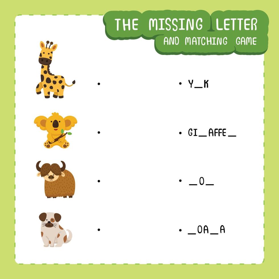 The missing letter and matching game vector