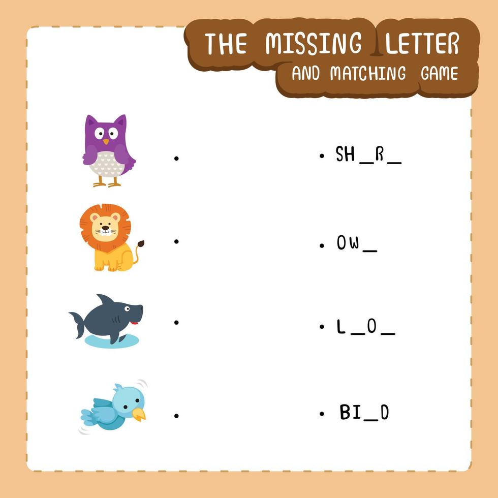The missing letter and matching game vector