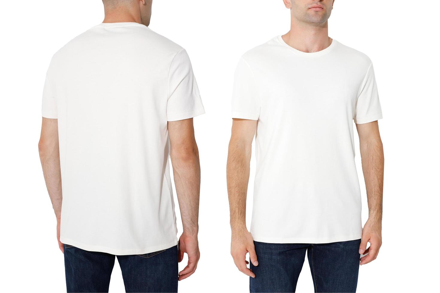 T-shirt on a man, isolated on a white background, copy the space photo