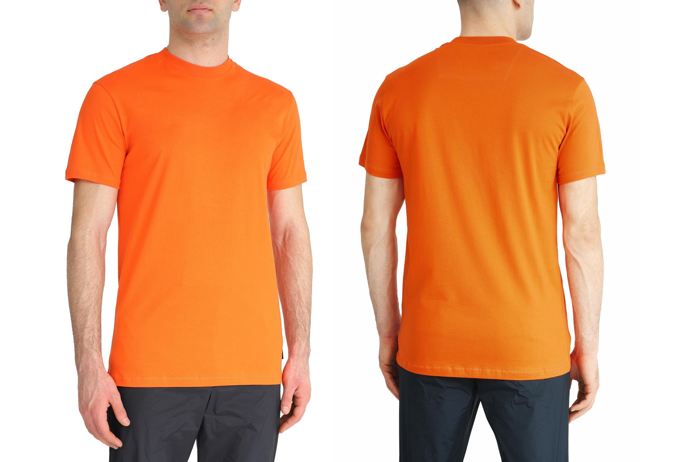 camiseta naranja en dos lados sobre un fondo blanco aislado, espacio de  copia 10512131 Foto de stock en Vecteezy