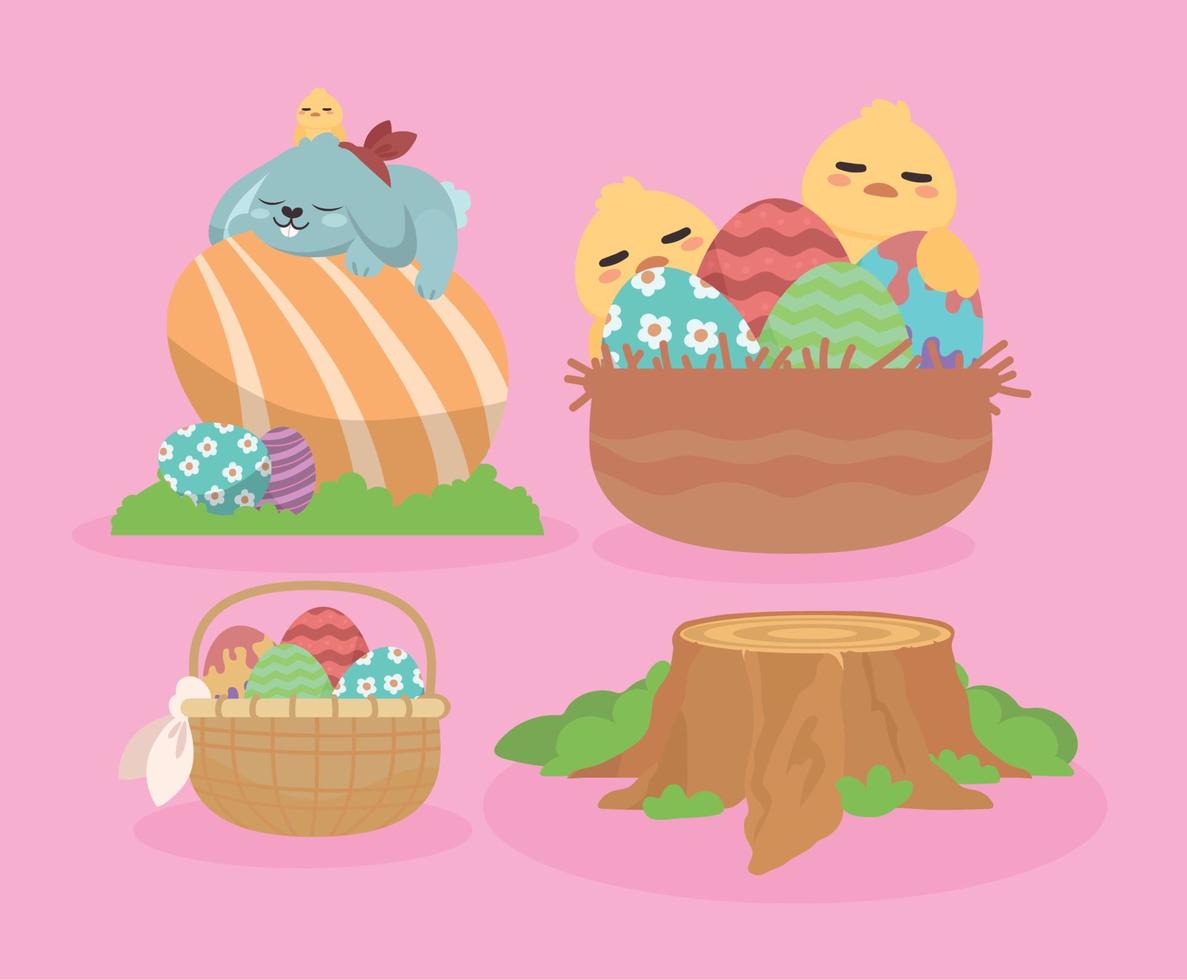 easter party icons vector