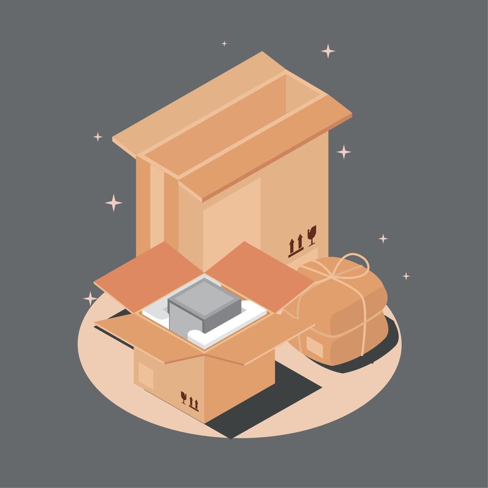 packing cardboard boxes vector