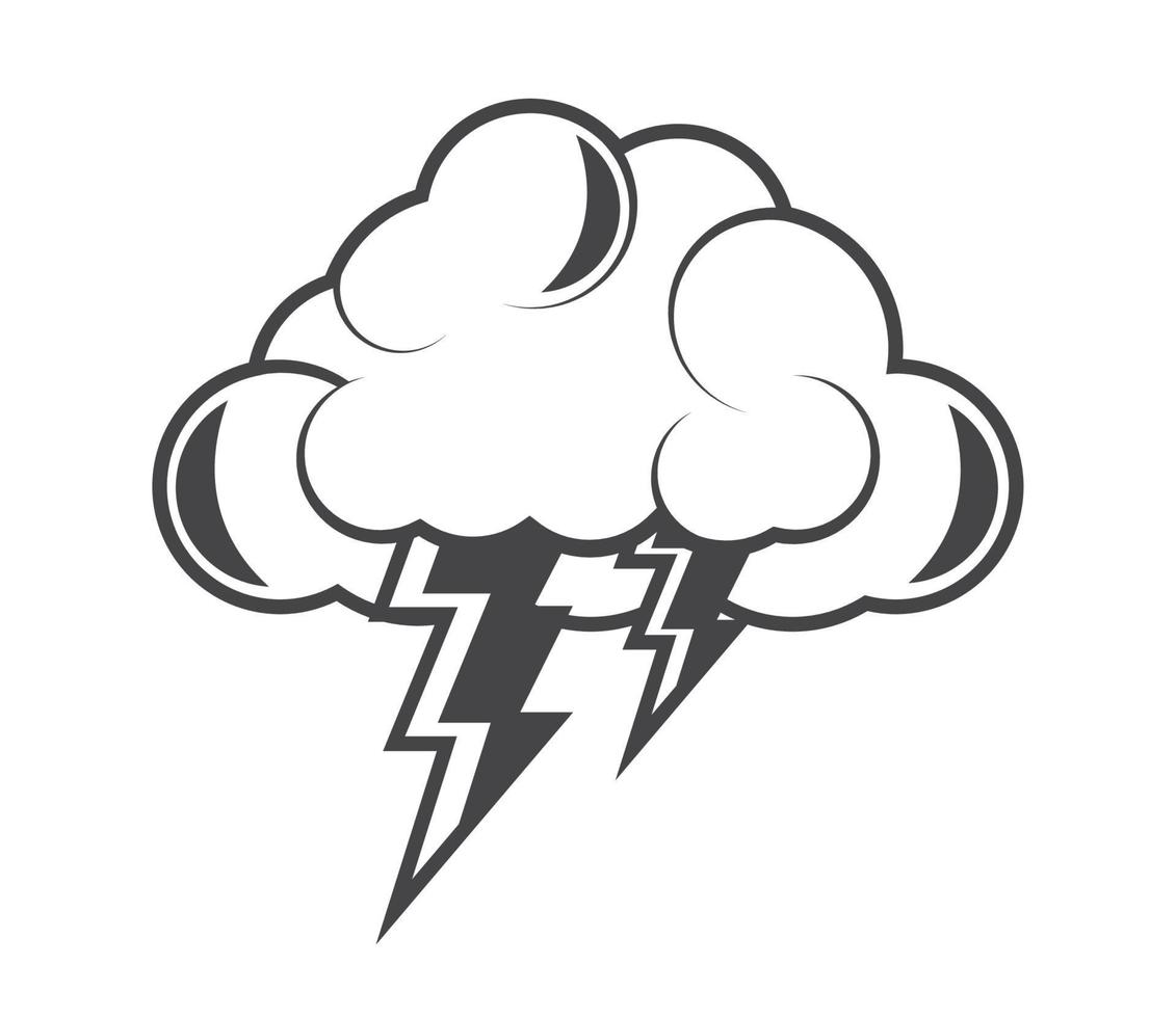 tattoo cloud thunderbolt vector