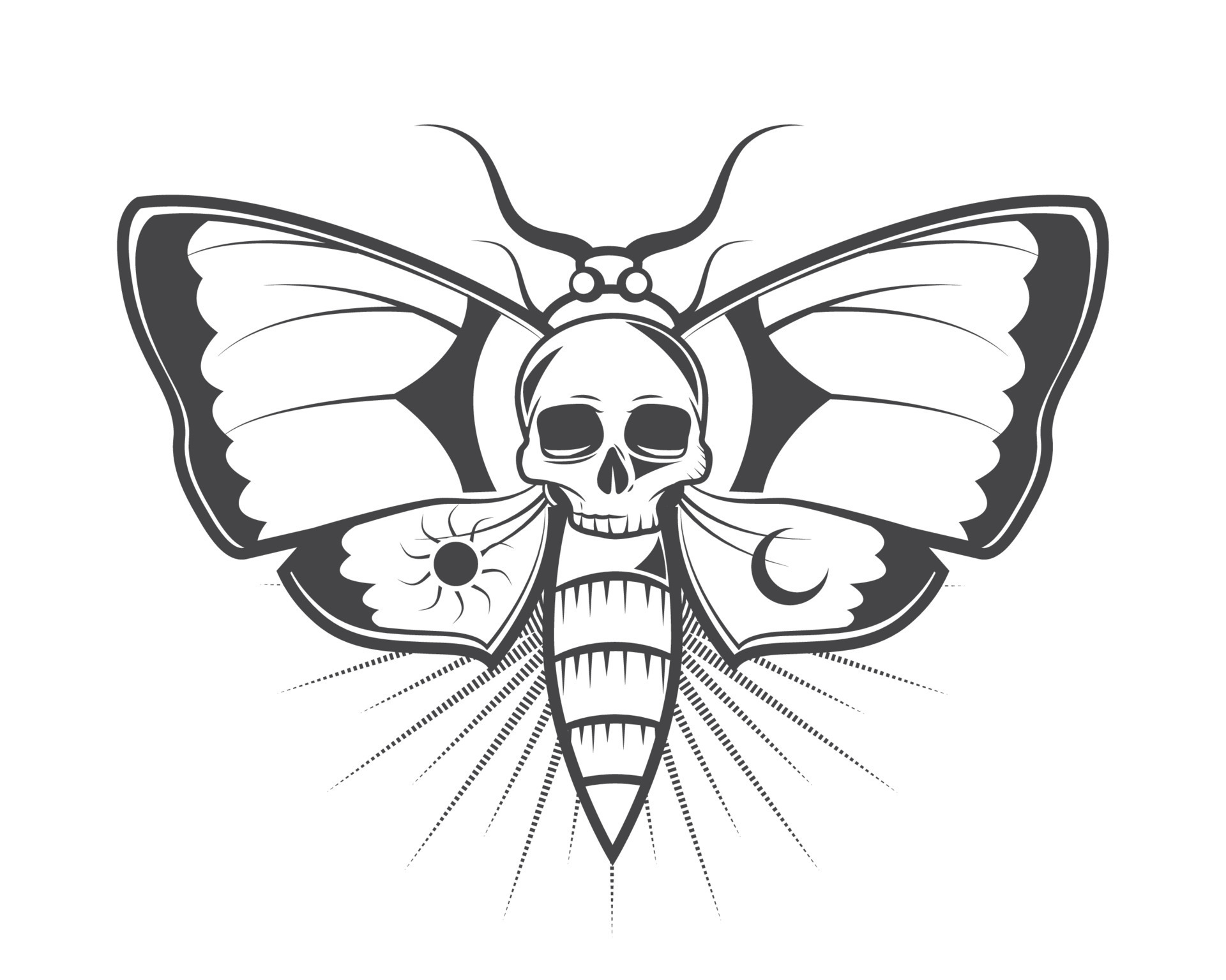 tattoo butterfly and skull 10512358 Vector Art at Vecteezy