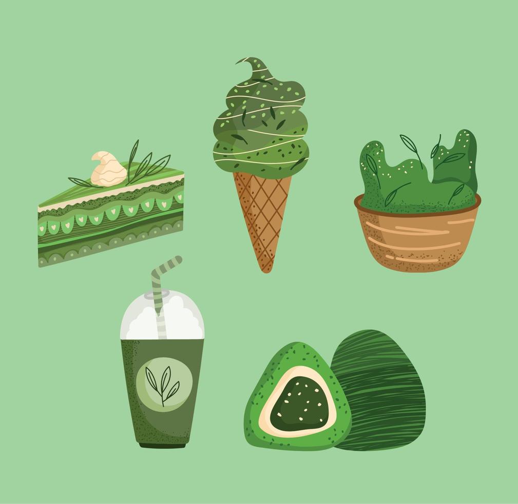 matcha icons concept vector