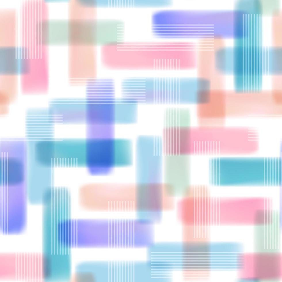 Vector Watercolor Vibrant Stripes Overlapping Seamless Pattern in Pastel Blue, Pink and Green.
