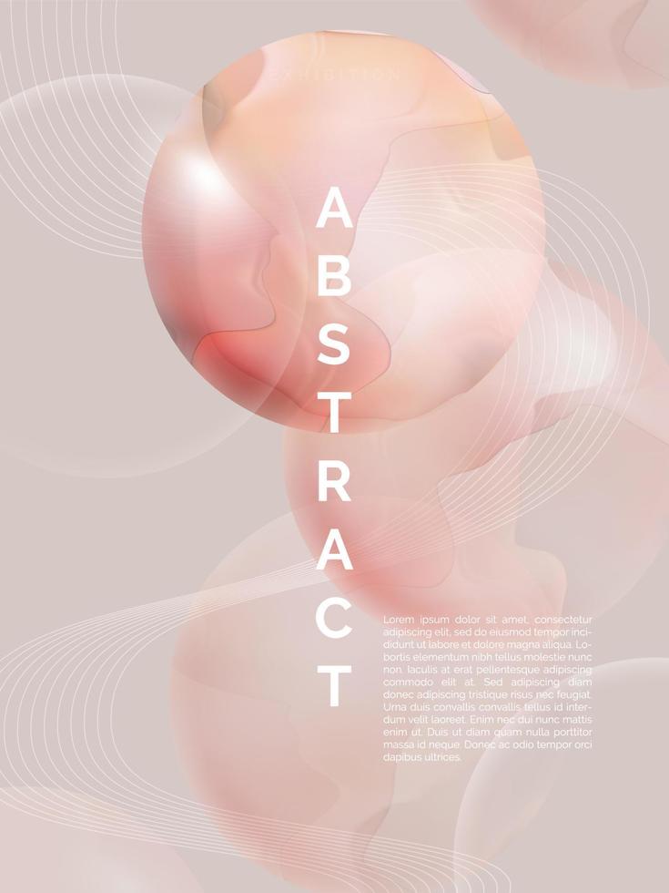 mármol abstracto minimalista vectorial, bola, esfera o afiche planetario, portada de libro o fondo publicitario. rosa y beige. vector