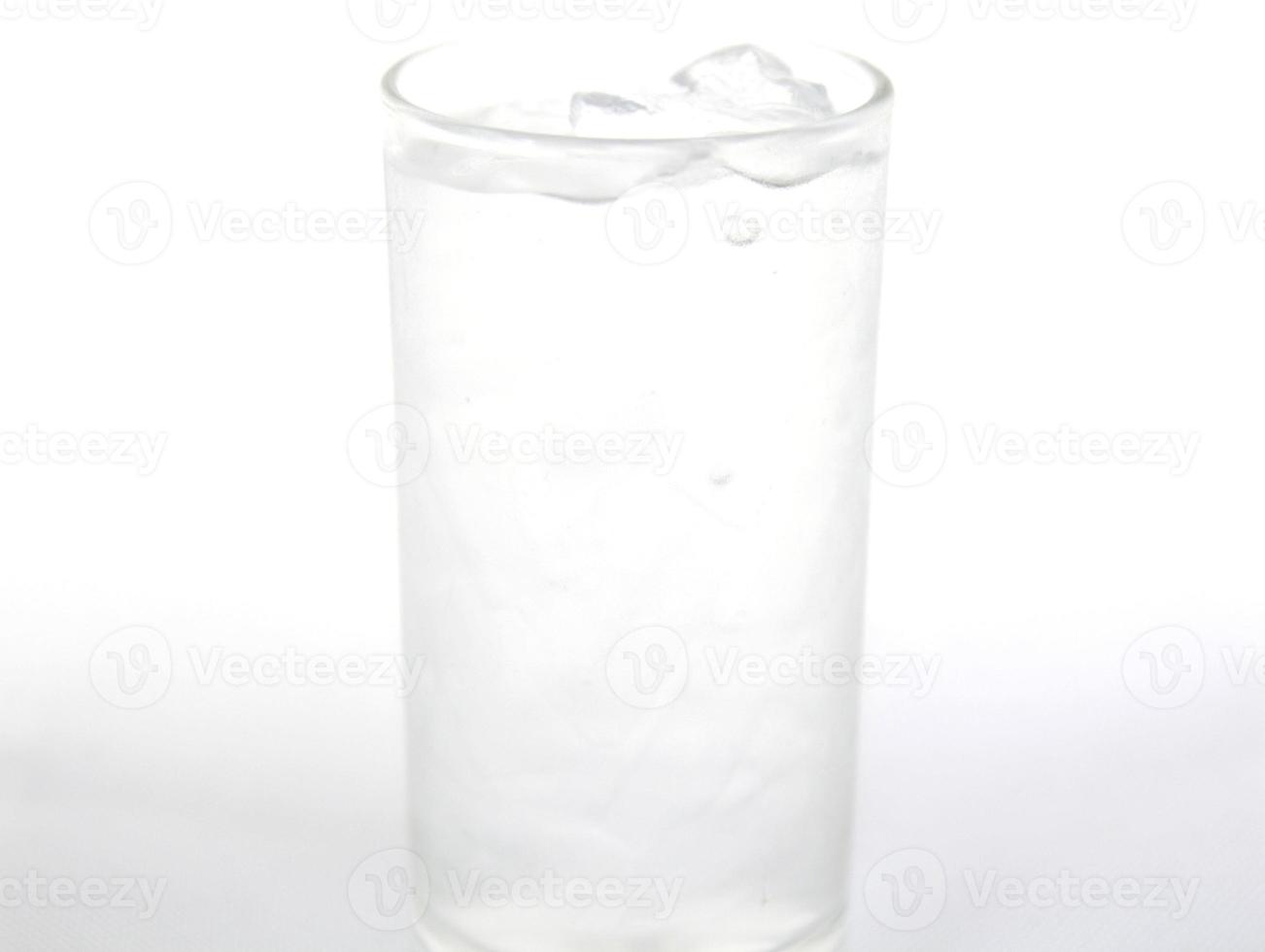 Ice in a clear glass on a white background is ice for chilling and drinking water. Eat. Then give energy-life and freshness-Water is important in this world whether people or animals. photo
