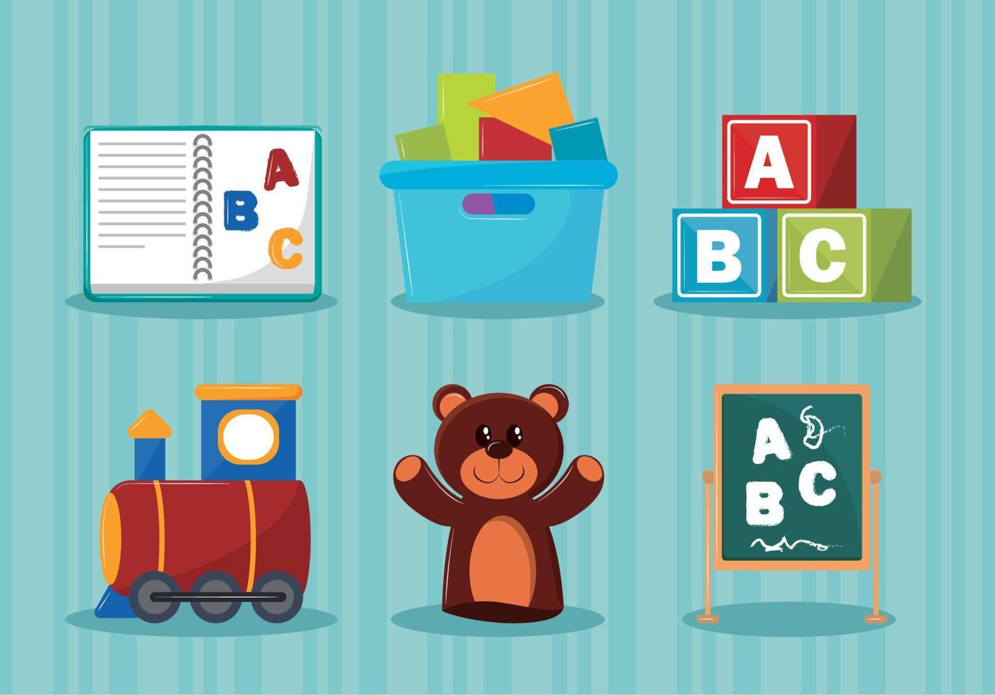kindergarten icons set vector