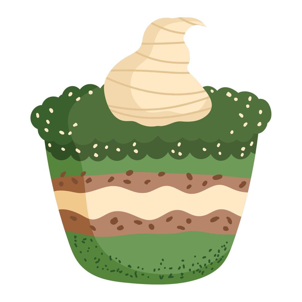 matcha cupcake pastry vector