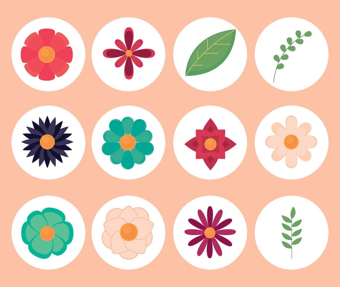 flores y plantas de primavera vector