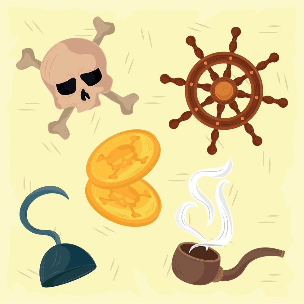 colección de iconos pirata vector