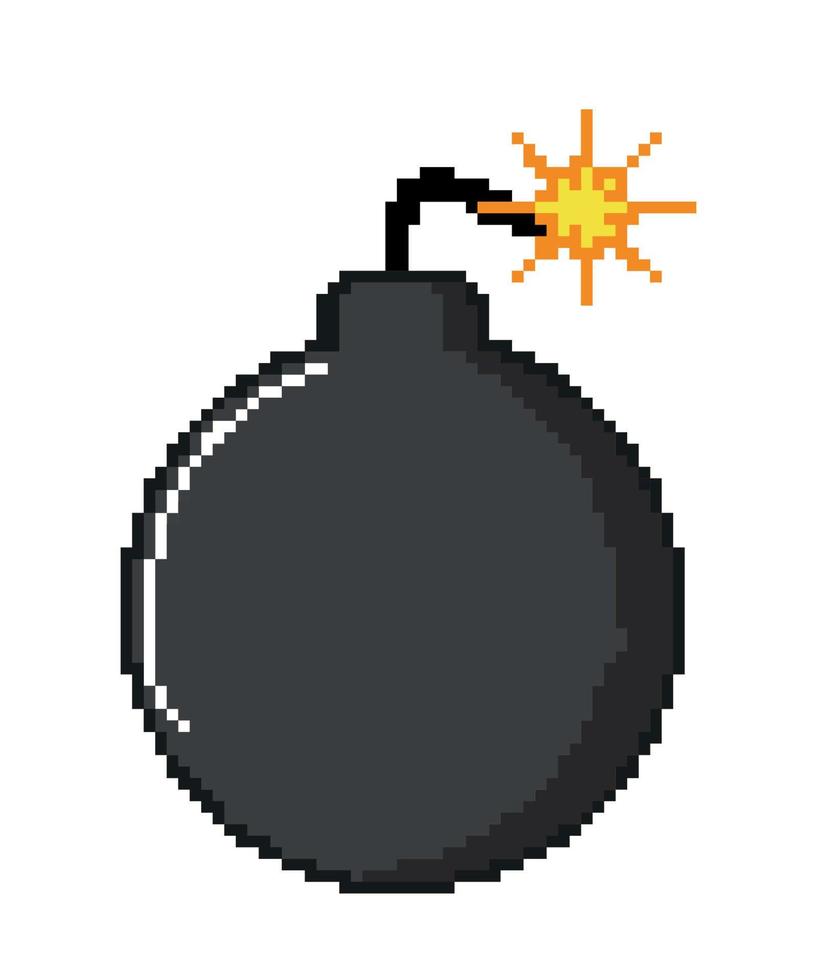 icono de píxel de bomba vector