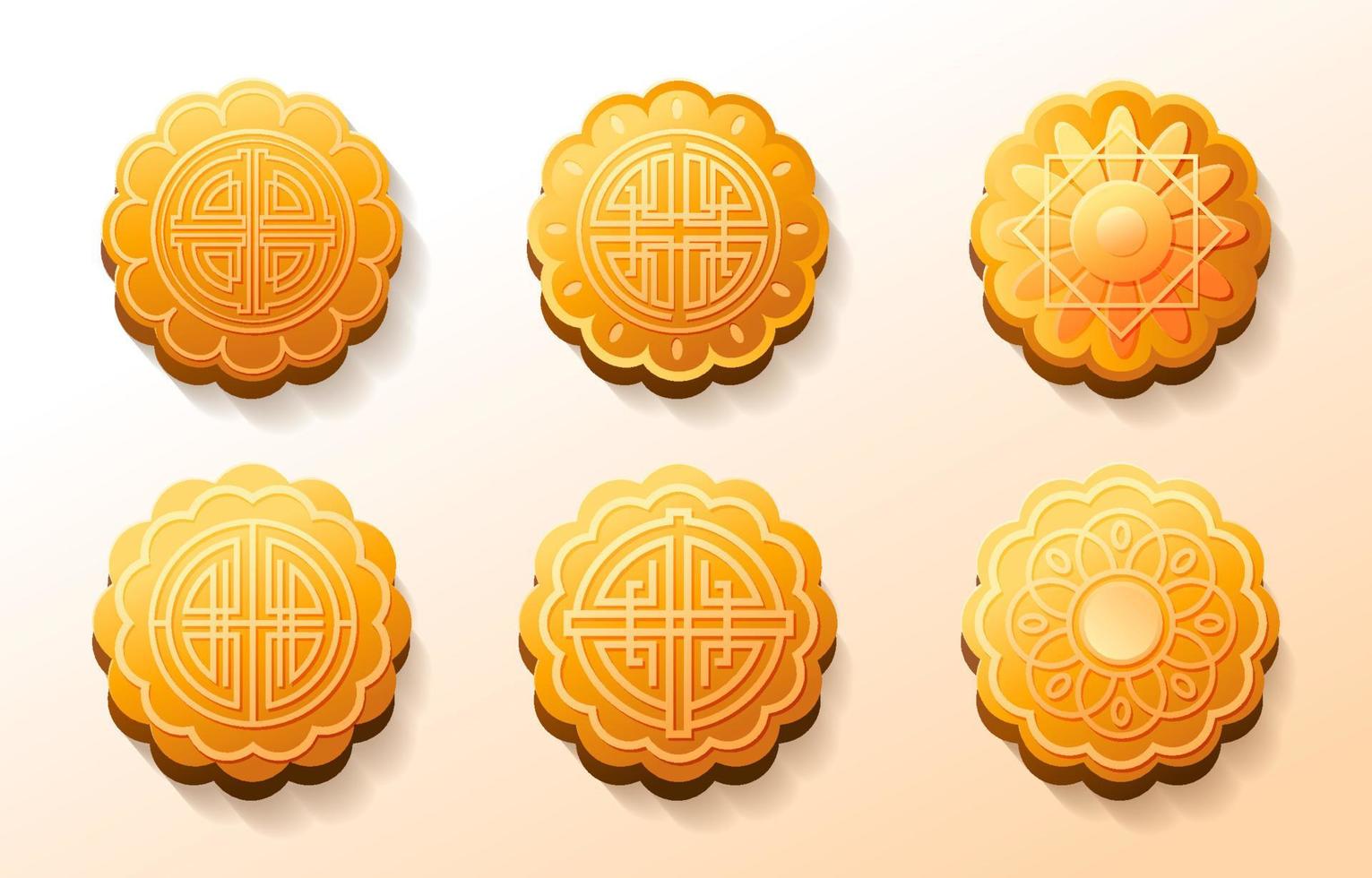 Moon Cake Icons Collection vector