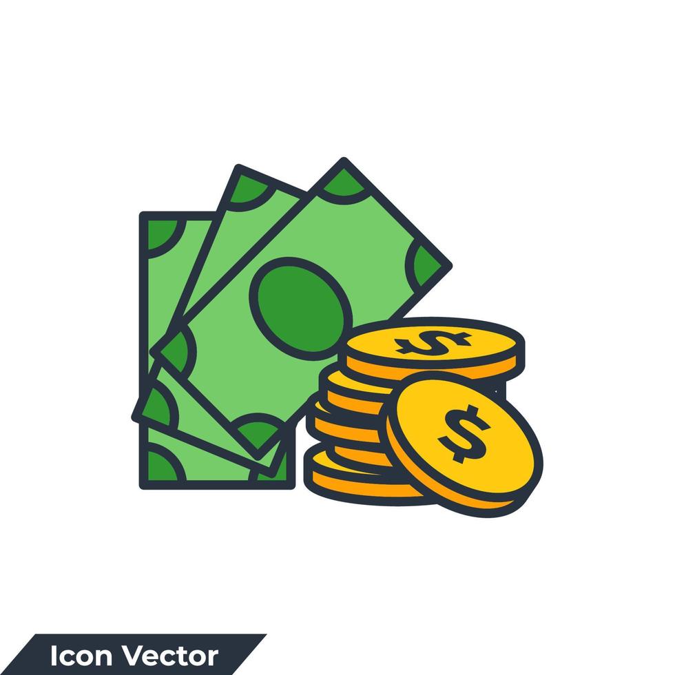 ilustración de vector de logotipo de icono de dinero. plantilla de símbolo de monedas y finanzas para la colección de diseño gráfico y web