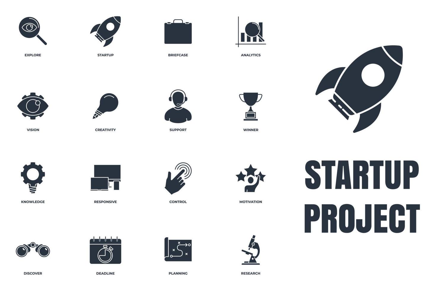 Set of Startup project icon logo vector illustration. development pack symbol template for graphic and web design collection