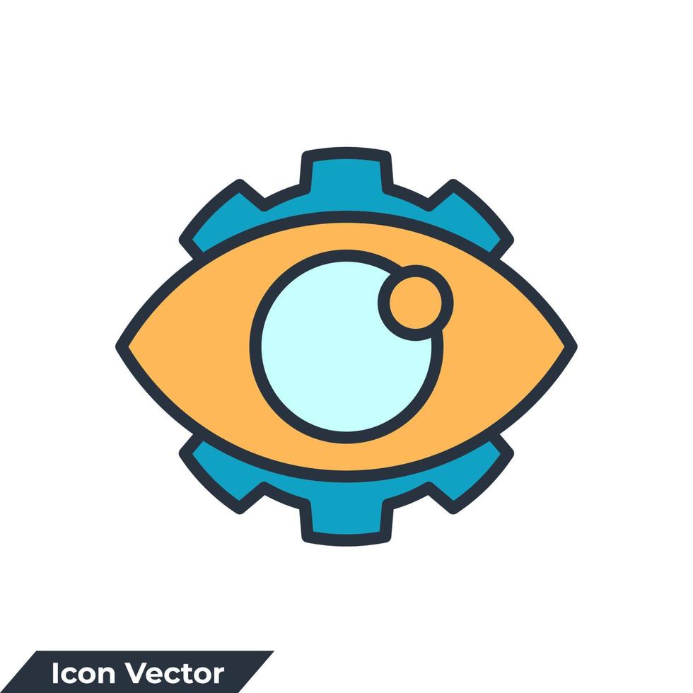 ilustración de vector de logotipo de icono de visión. plantilla de símbolo de engranaje ocular para la colección de diseño gráfico y web