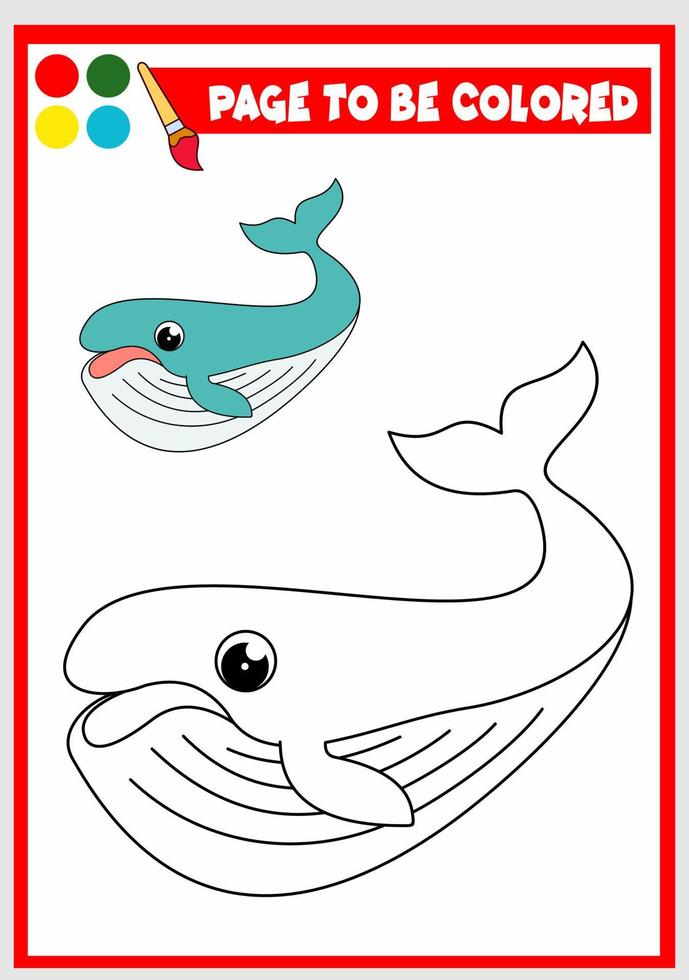 coloring book for kids. whale vector