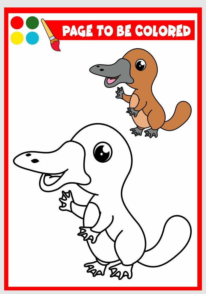 coloring book for kids. platypus vector