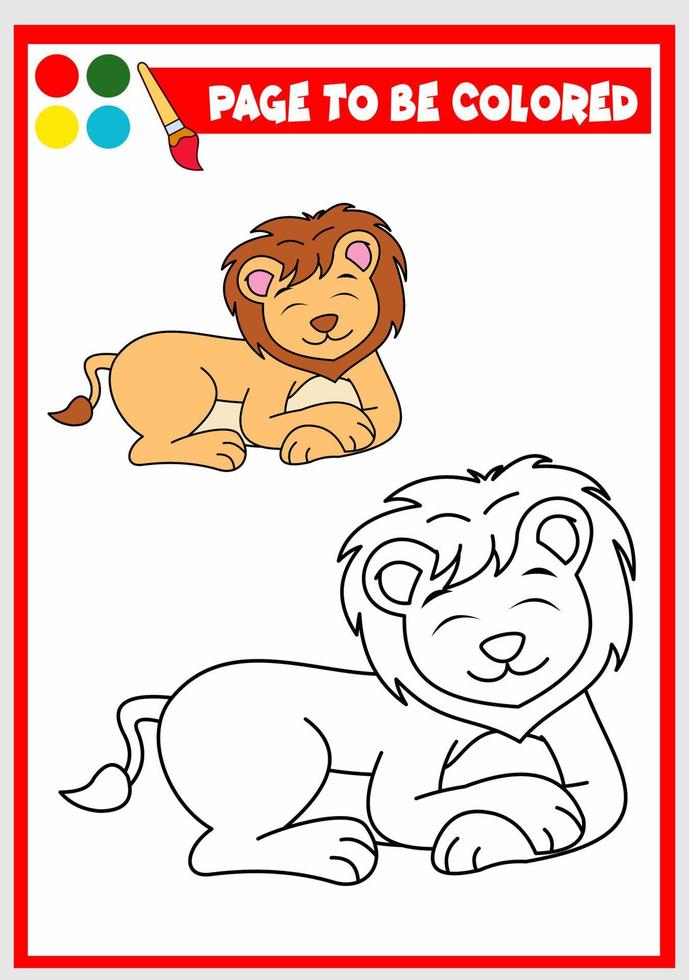 coloring book for kids. lion vector