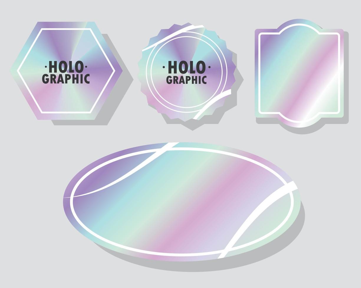 holographic textured stickers vector