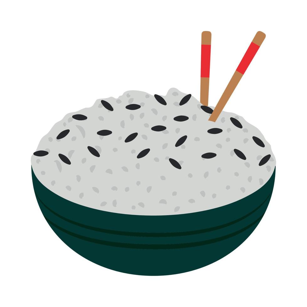 japanese rice on bowl vector