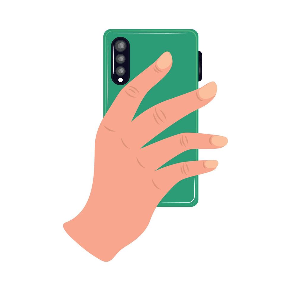 hand holding a smartphone vector