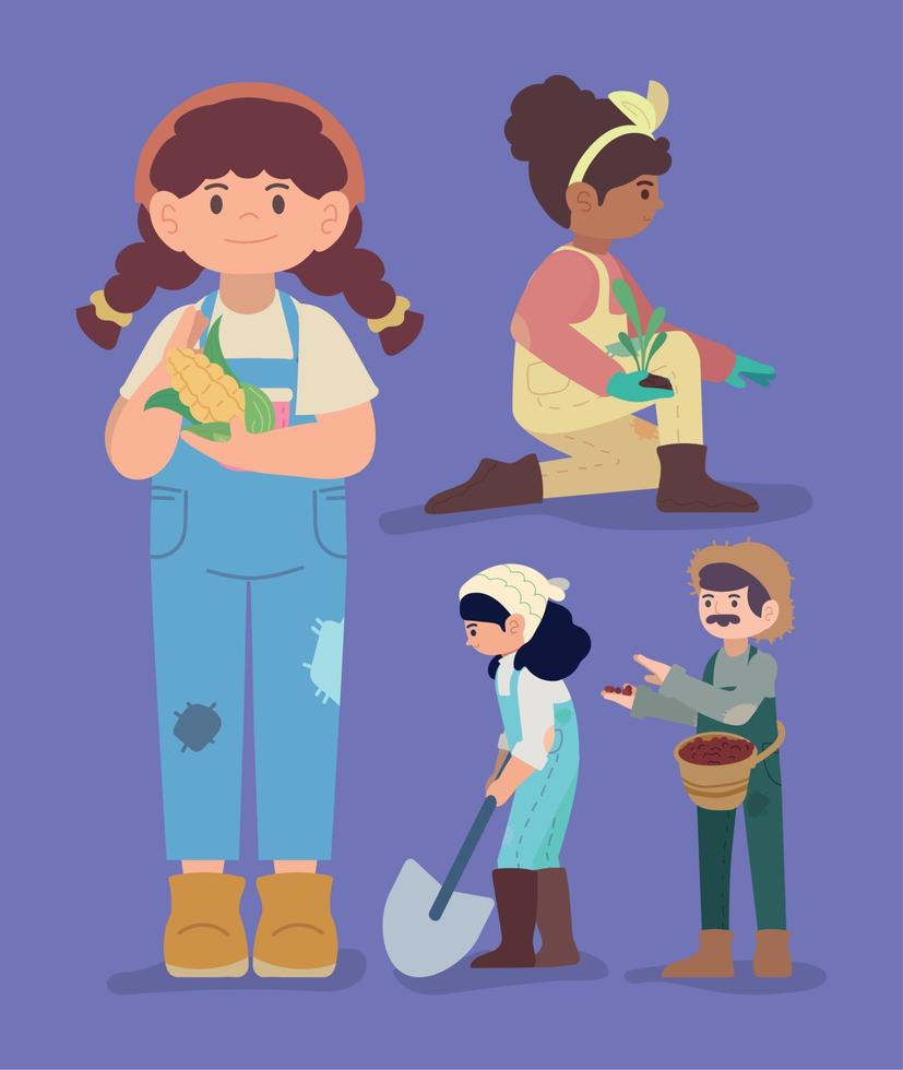 set of farmers people vector