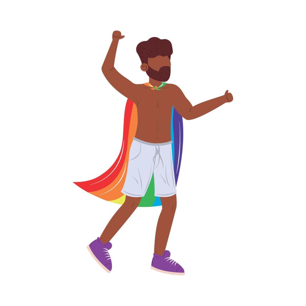 gay feliz con la bandera del arco iris vector