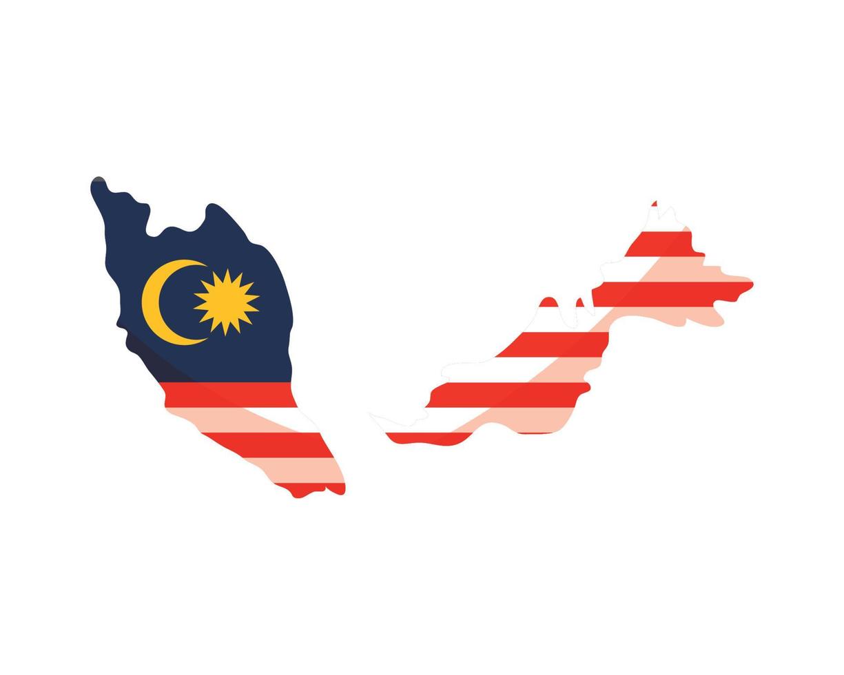 bandera y mapa de malasia vector