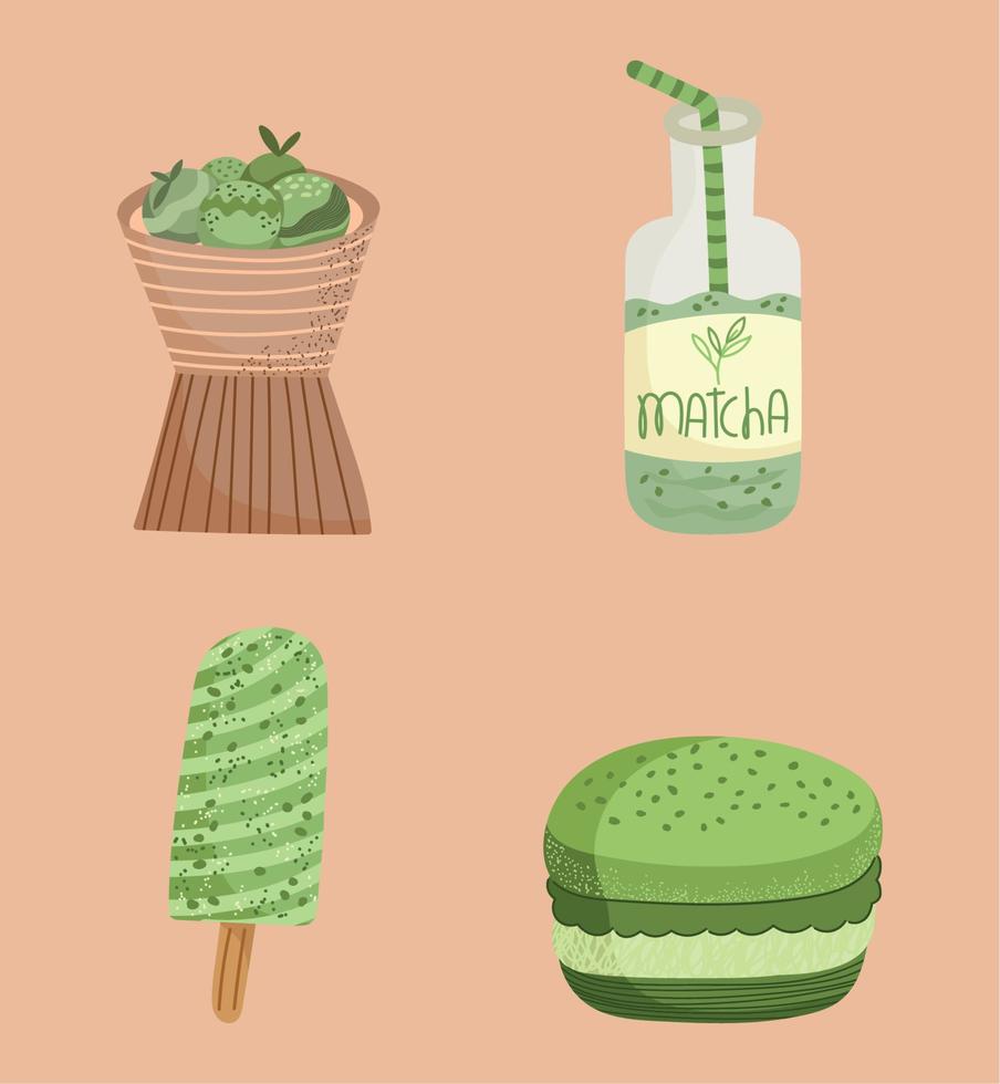 matcha tea and food vector