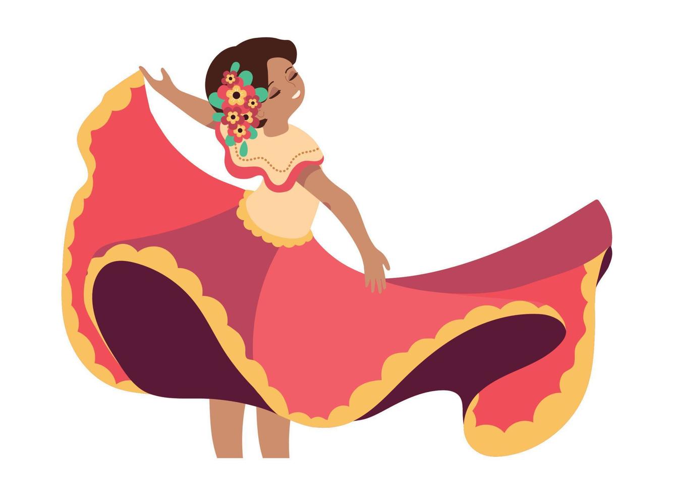 mujer mexicana en traje tradicional vector