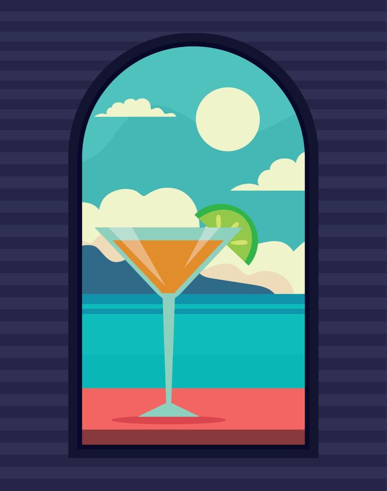 cocktail in the window vector