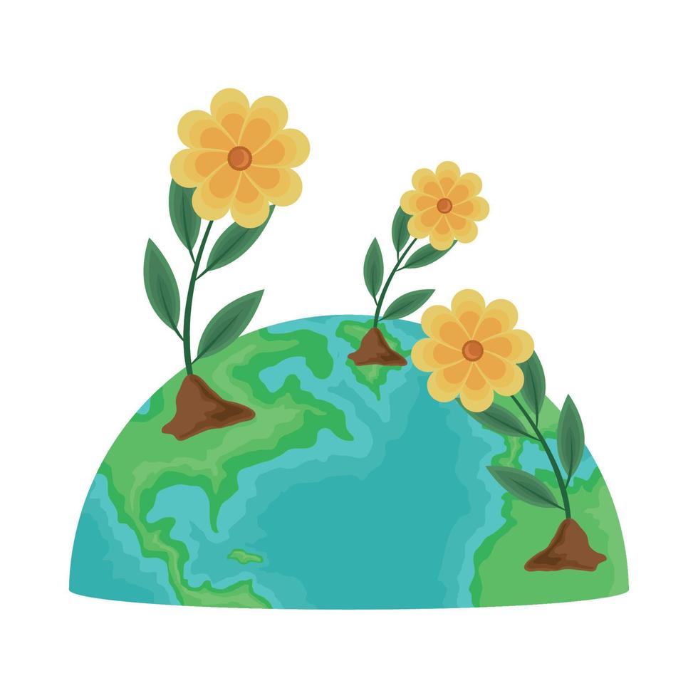 earth and flowers vector