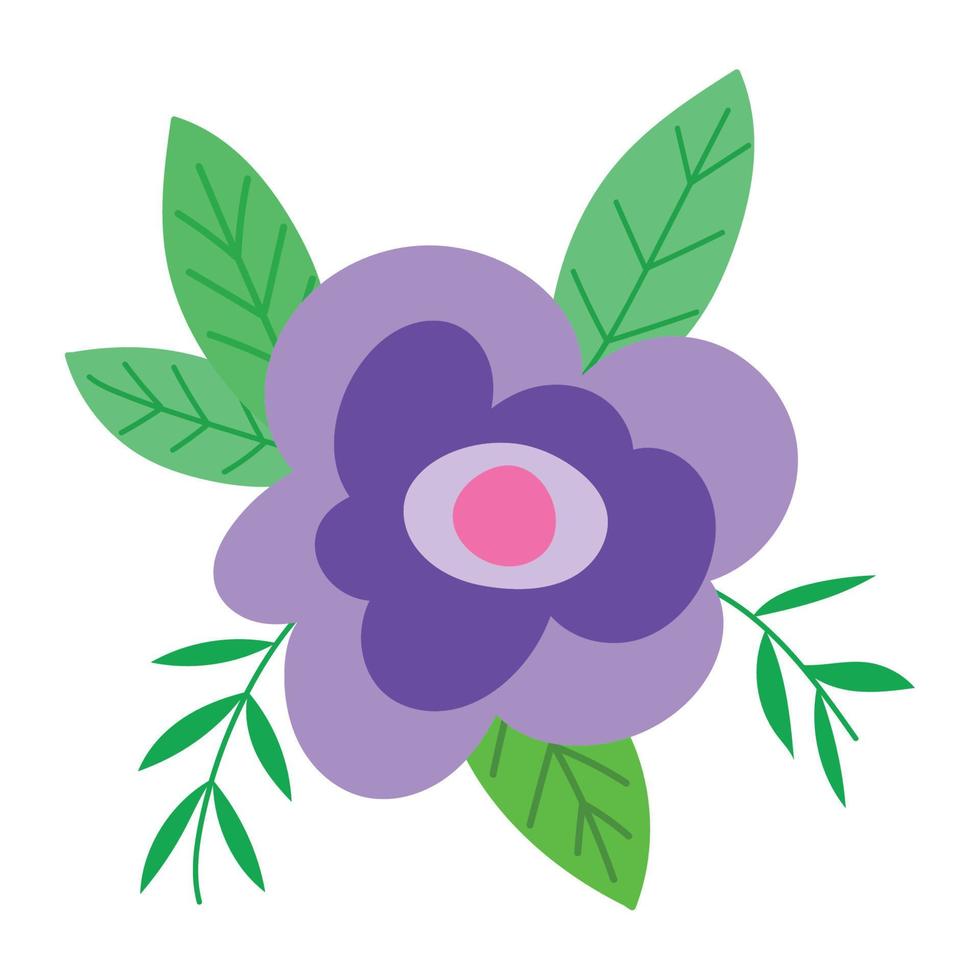 cute flower and leaf vector