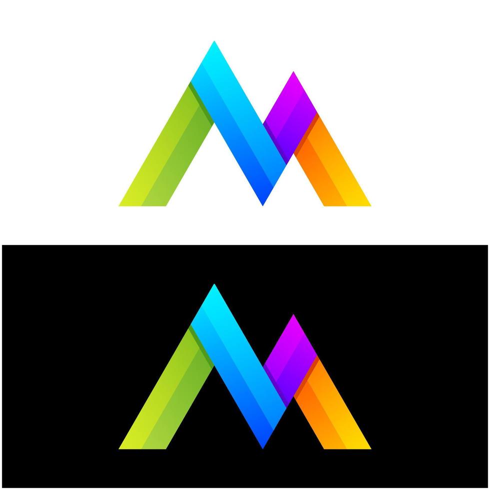 vector logo ilustración letra m degradado estilo colorido