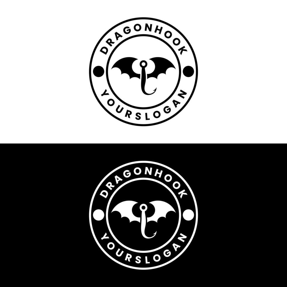 diseño de logotipo de dragón de gancho vector