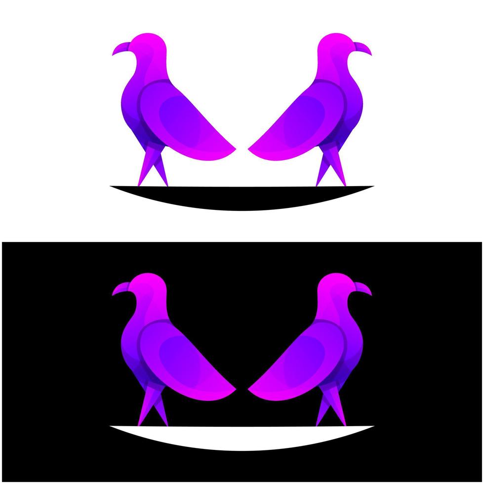 diseño moderno de logotipo degradado de dos pájaros vector