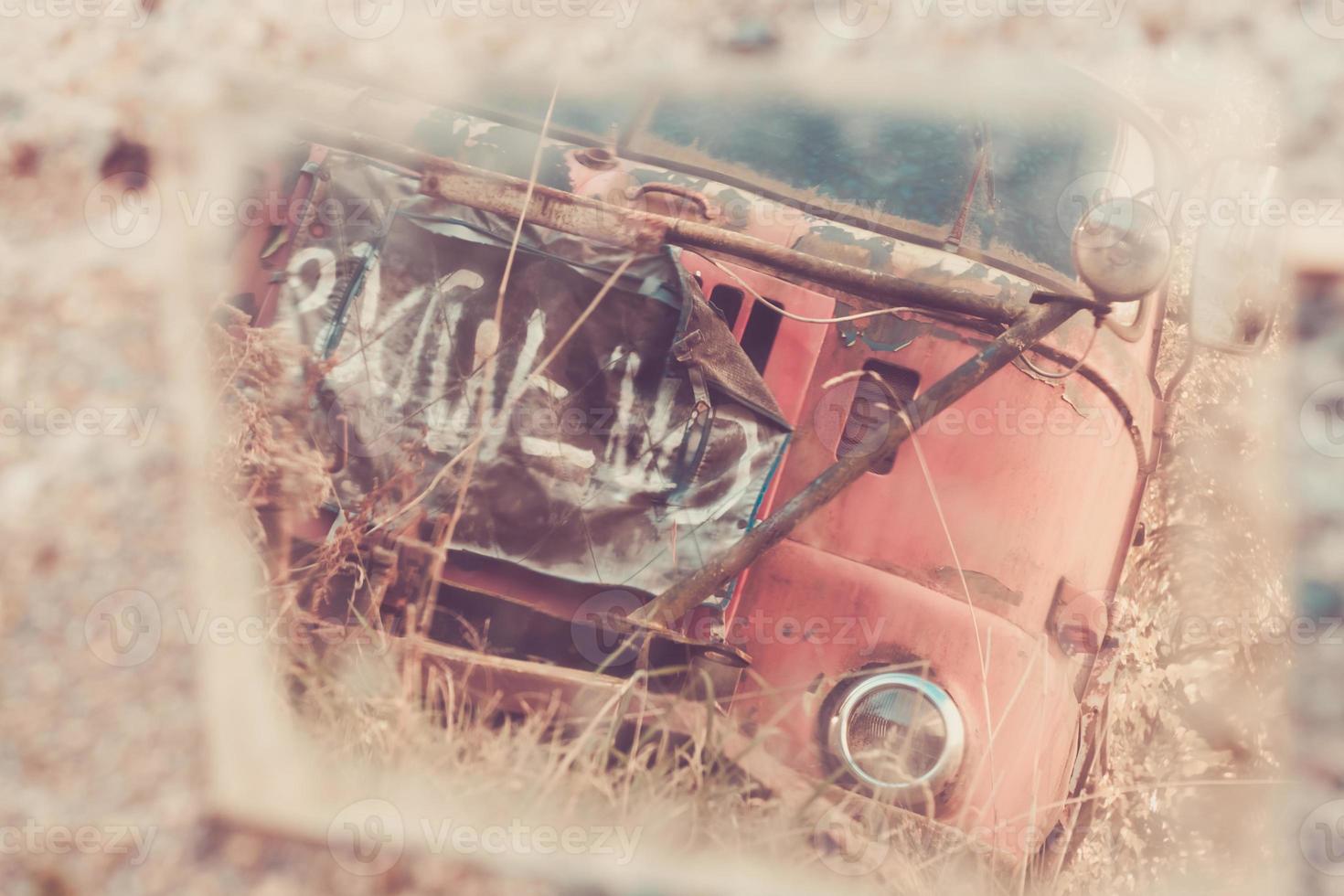 Front grille and number plate on old vehicle photo