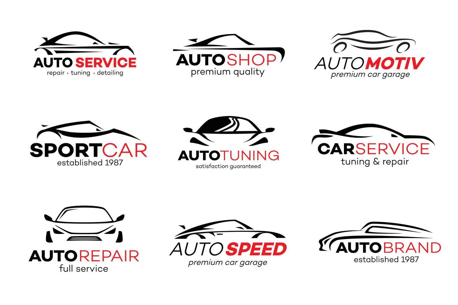 Auto logo vector set isolated on white background