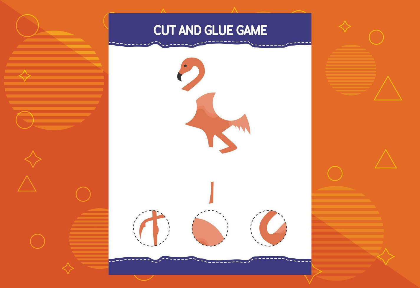 Cut and glue game for kids with birds. Cutting practice for preschoolers. Education worksheet. vector