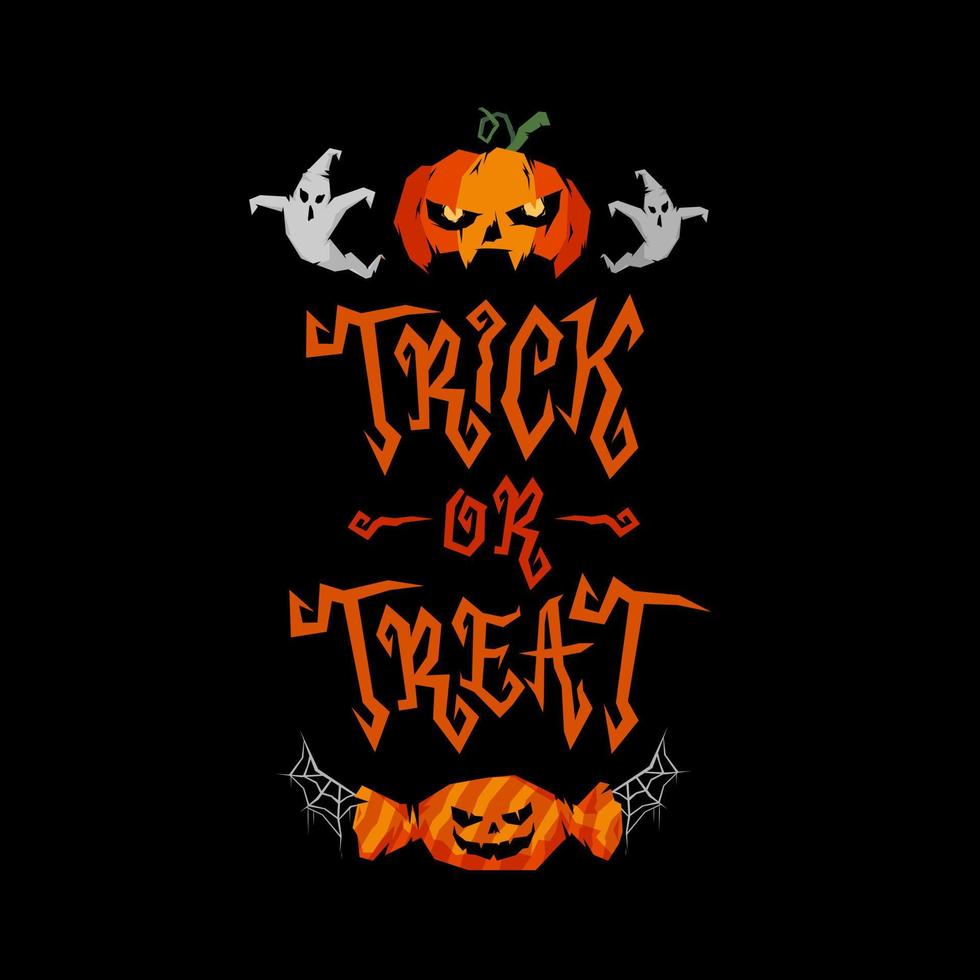 Trick or treat lettering design halloween illustration vector