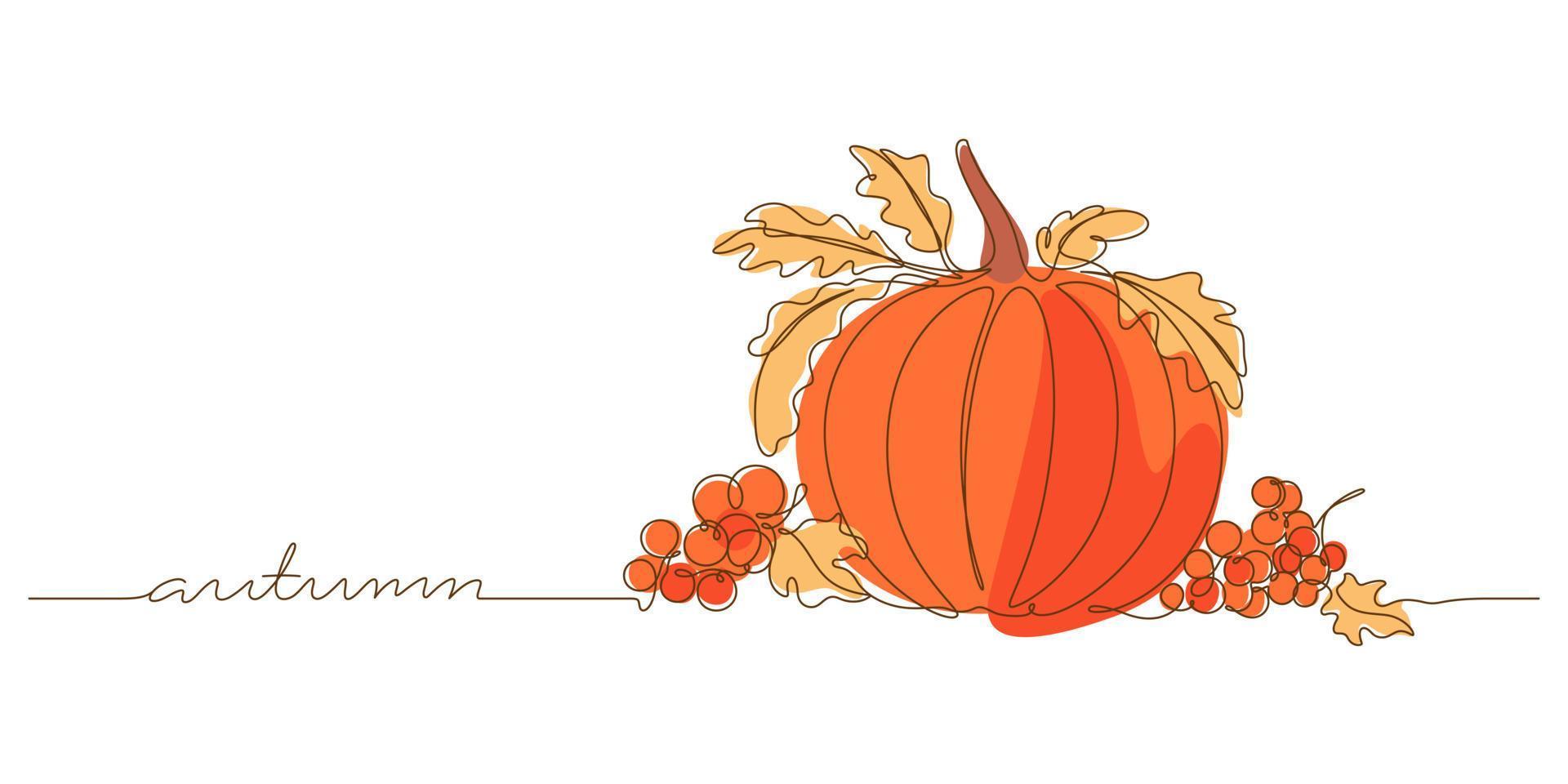 continuous line drawing of autumn colored background vector