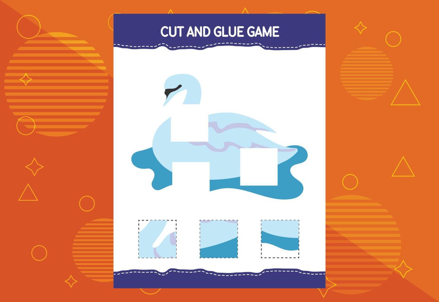 Cut and glue game for kids with birds. Cutting practice for preschoolers. Education worksheet. vector