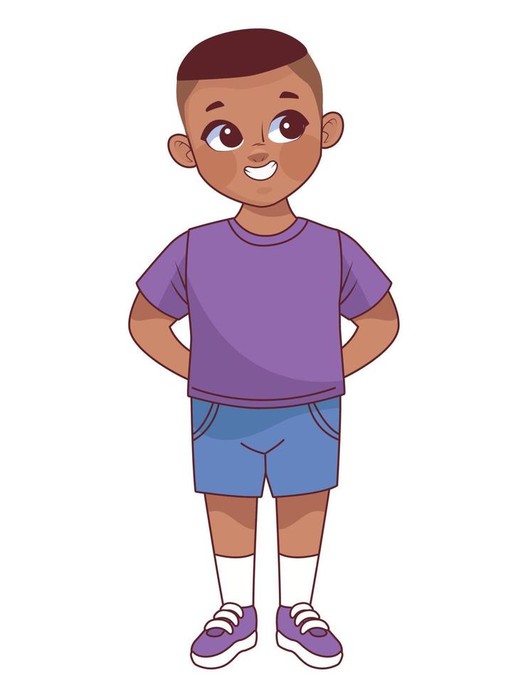 afro little boy character vector