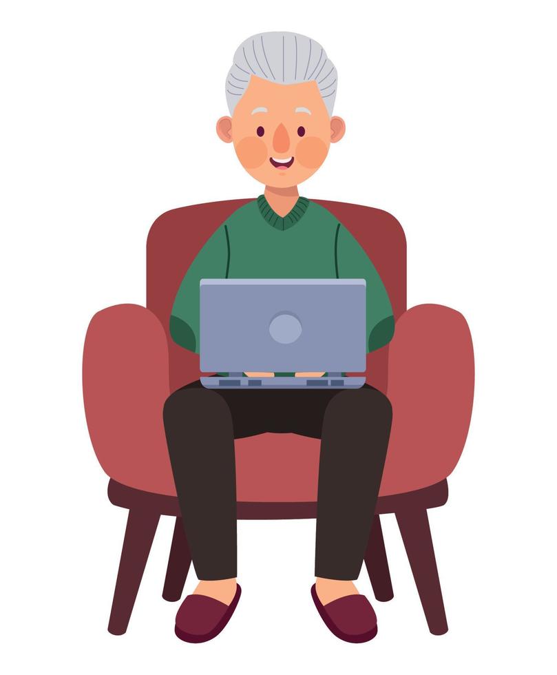old man in sofa vector