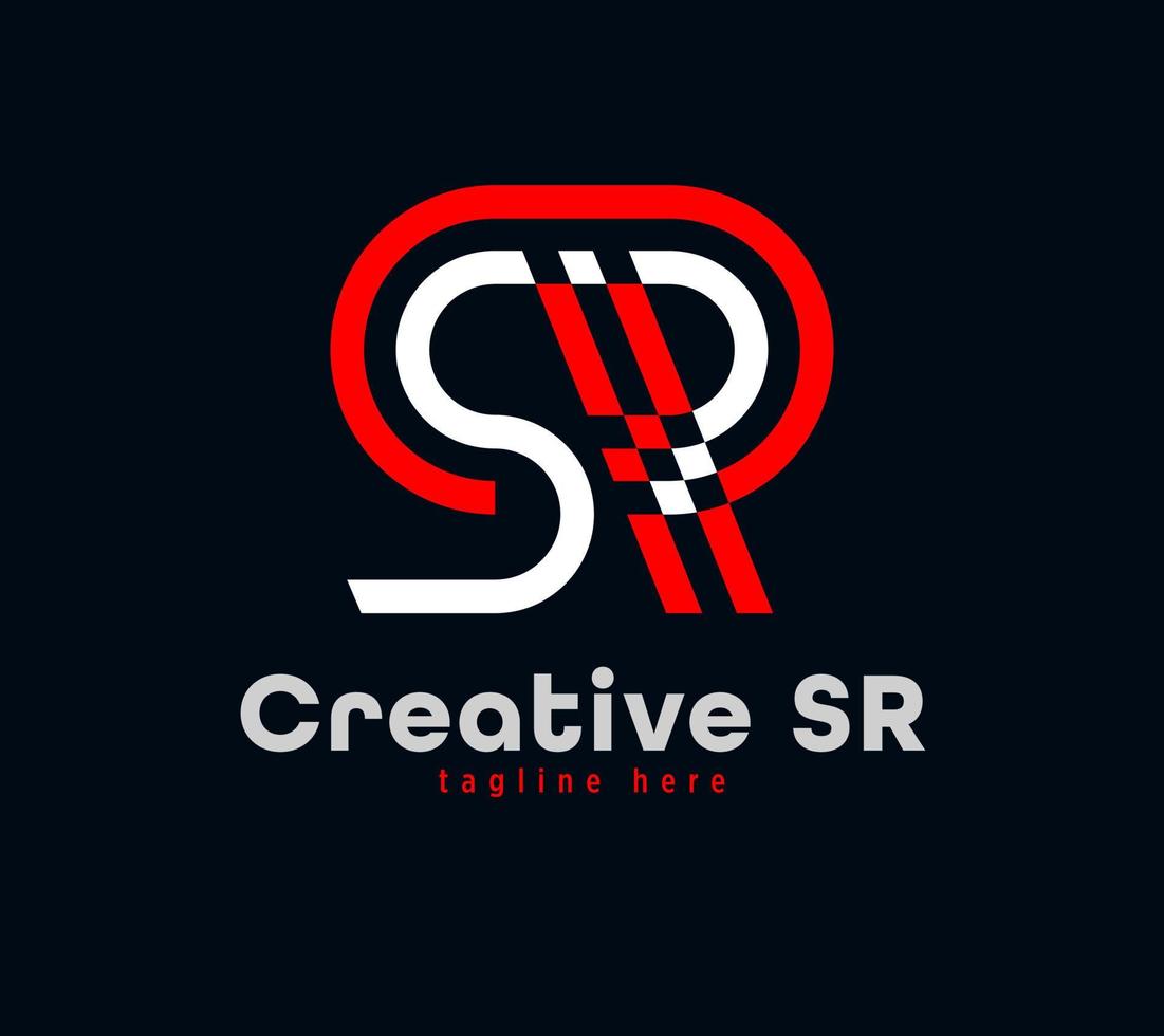 diseño creativo del logotipo de combinación de letras s y r. logo deportivo corporativo animado lineal. Ilustración de vector de plantilla de diseño mínimo personalizado único.
