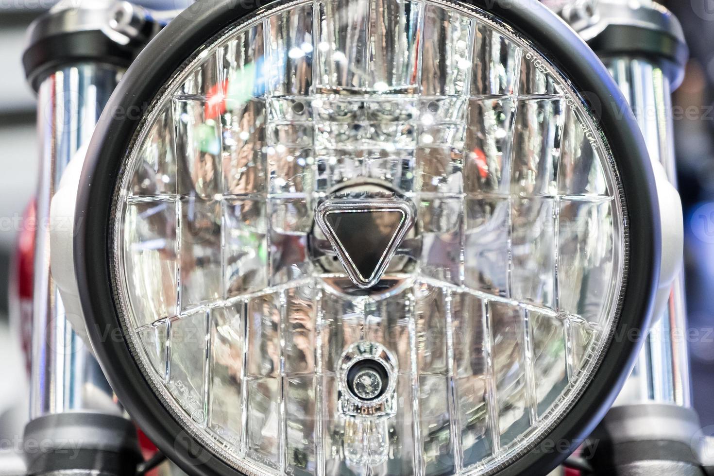 Closeup of the new cycle headlight. photo