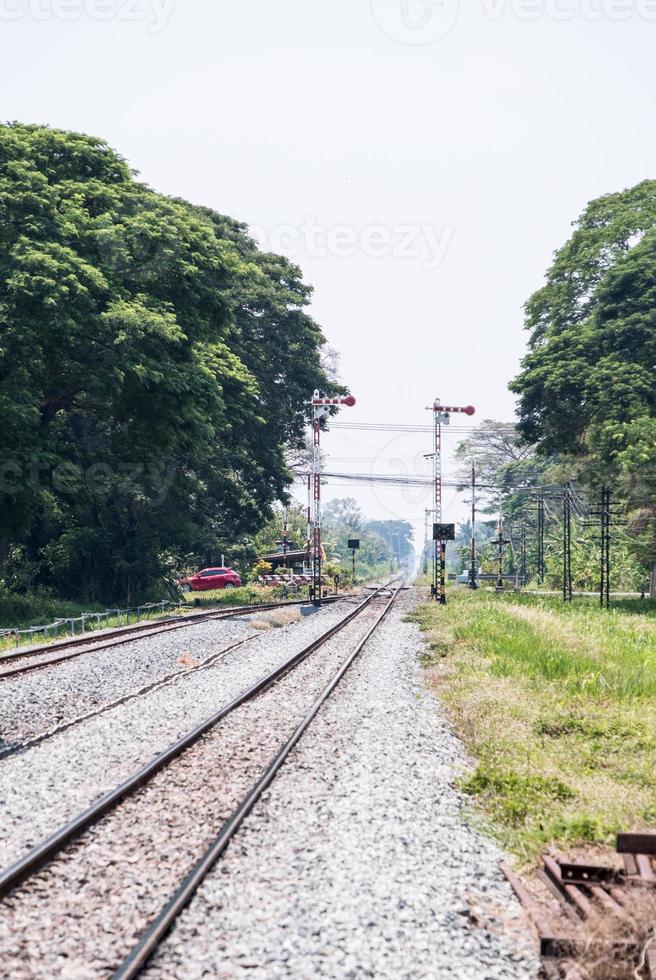 The automatic railroad crossing on the local road. photo