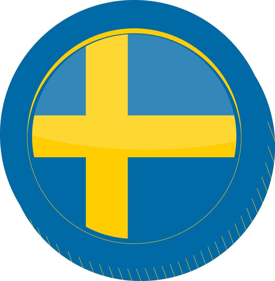 Swedish Flag vector hand drawn flag, Swedish krona vector hand drawn